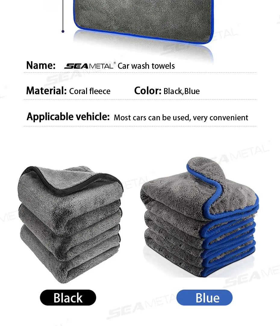 Deluxe Ultra-Plush Coral Microfiber Towels: 1200GSM Super-Absorbent for Streak-Free Car Shine (Multiple Sizes)