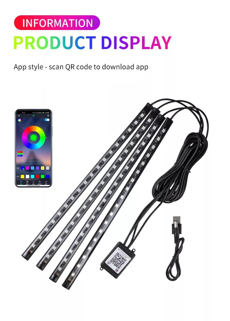 Neon RGB LED Footwell Strip Lights with App &amp; Music Sync Magic