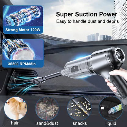 TurboVac 9500PA: Powerful Handheld Wireless Car Vacuum for Spotless Interiors