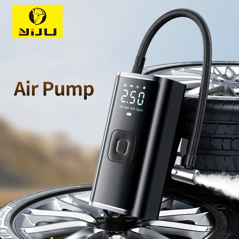 YJY Turbo Tire Inflator: Rechargeable Digital Air Compressor for Cars, Bikes, Balls &amp; Instant Roadside Rescue