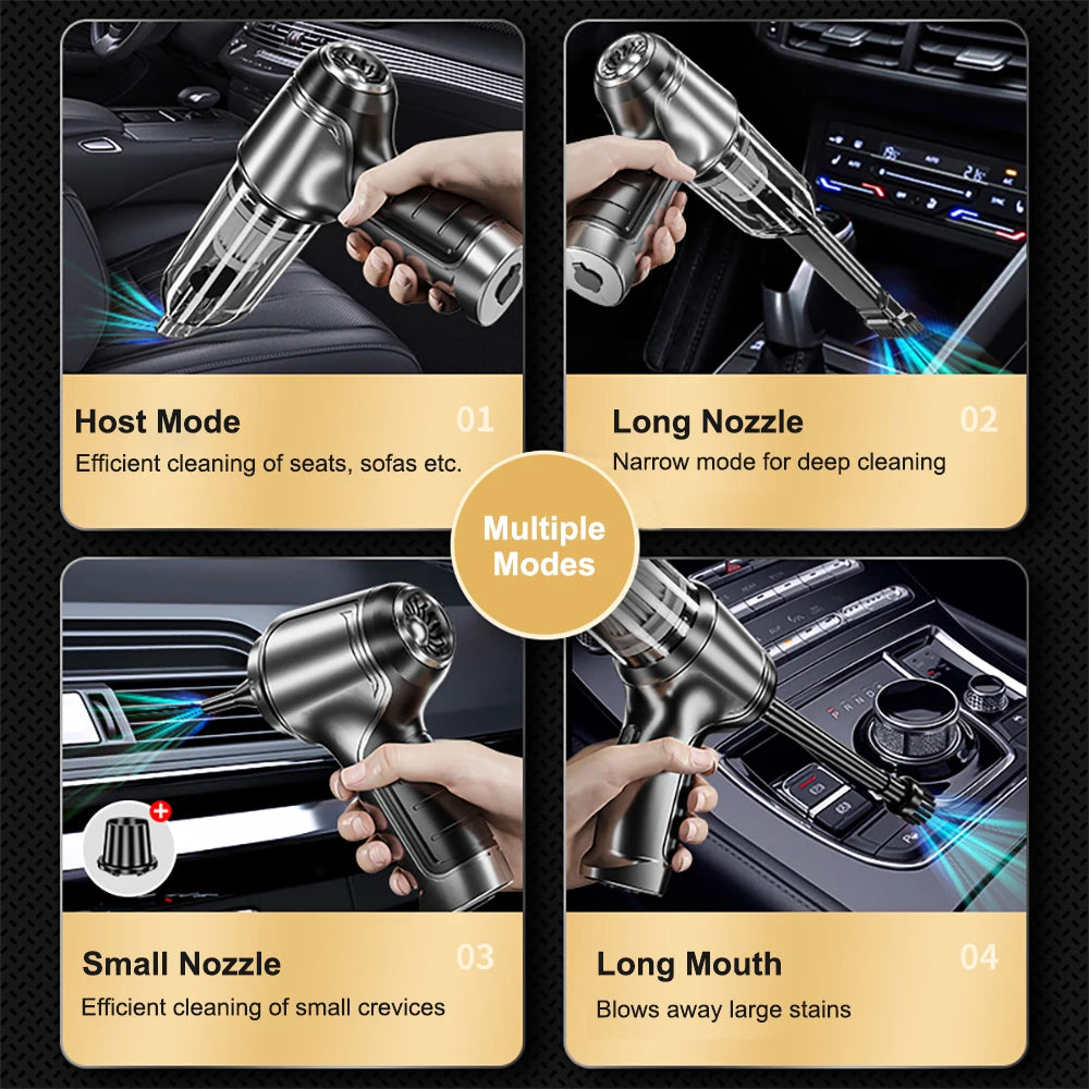 TurboVac 9500PA: Powerful Handheld Wireless Car Vacuum for Spotless Interiors