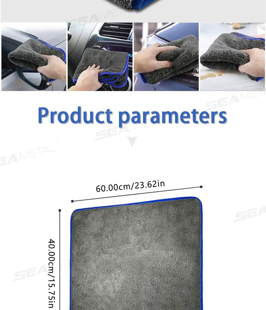 Deluxe Ultra-Plush Coral Microfiber Towels: 1200GSM Super-Absorbent for Streak-Free Car Shine (Multiple Sizes)