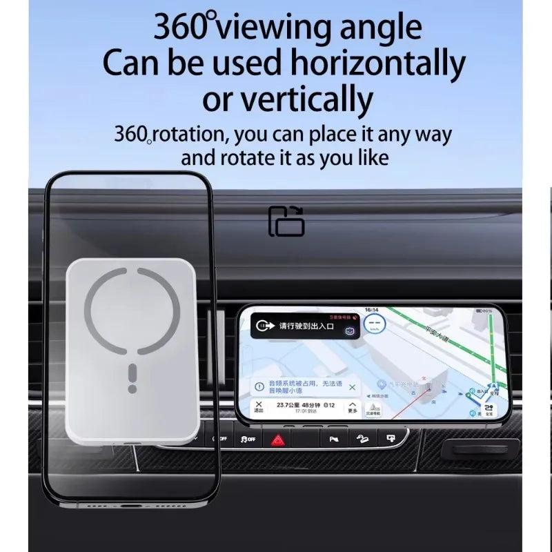 MagSafe Mastery: 100W Wireless Car Charger with Air Vent Holder for iPhone 15/14/13 Pro Max – Charge & Conquer the Drive!