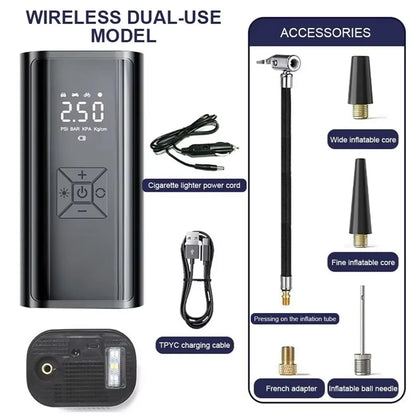 YJY Turbo Tire Inflator: Rechargeable Digital Air Compressor for Cars, Bikes, Balls &amp; Instant Roadside Rescue