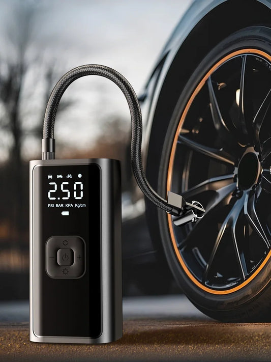 YJY Turbo Tire Inflator: Rechargeable Digital Air Compressor for Cars, Bikes, Balls &amp; Instant Roadside Rescue
