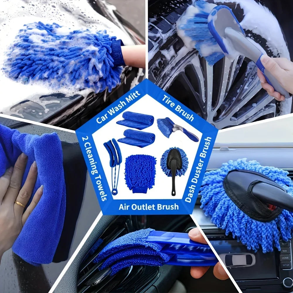 All-in-One 27-Piece RV & Car Wash Arsenal: Ultimate Cleaning Brushes, Tools & Coral Fleece Essentials