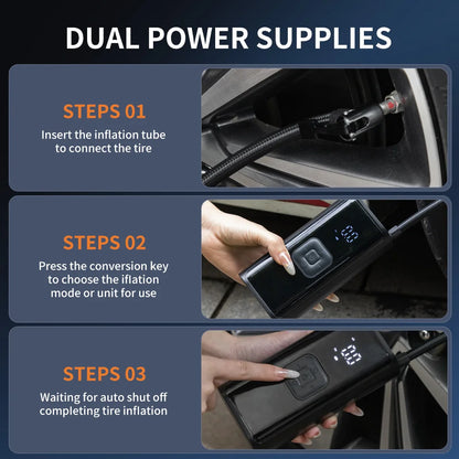 YJY Turbo Tire Inflator: Rechargeable Digital Air Compressor for Cars, Bikes, Balls &amp; Instant Roadside Rescue