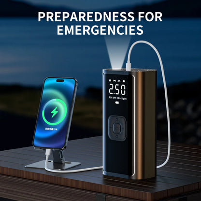 YJY Turbo Tire Inflator: Rechargeable Digital Air Compressor for Cars, Bikes, Balls &amp; Instant Roadside Rescue